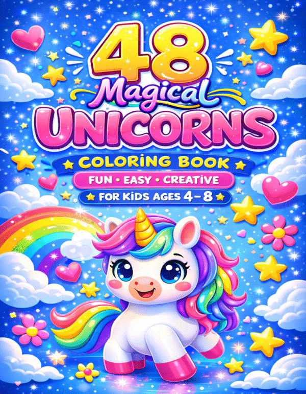 48 unicorn coloring book